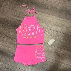 Kith Neon Pink Halter Top and Shorts swimsuit